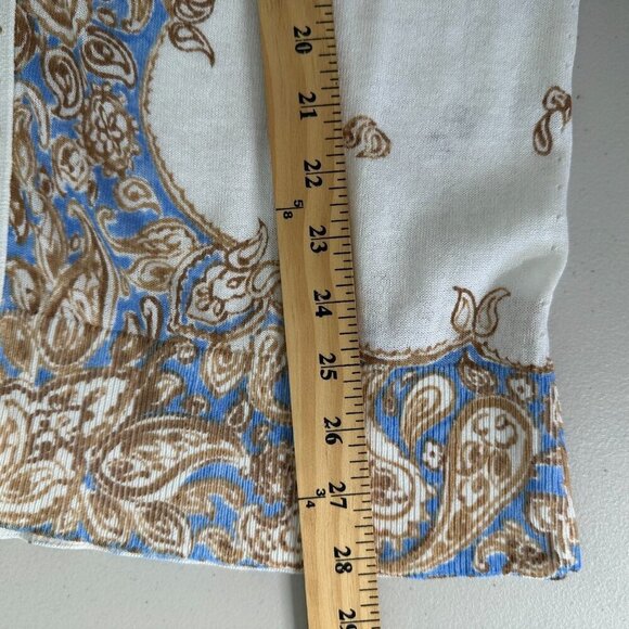 Martha Stewart Cardigan Sweater Size M Cream Blue Paisley - Picture 8 of 11